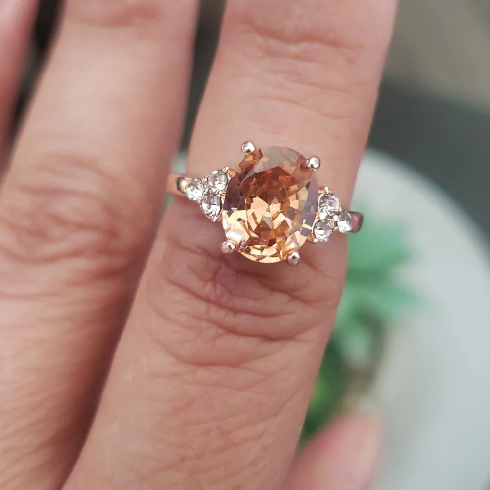 Sparkling Cubic Zirconia Rose Gold Ring